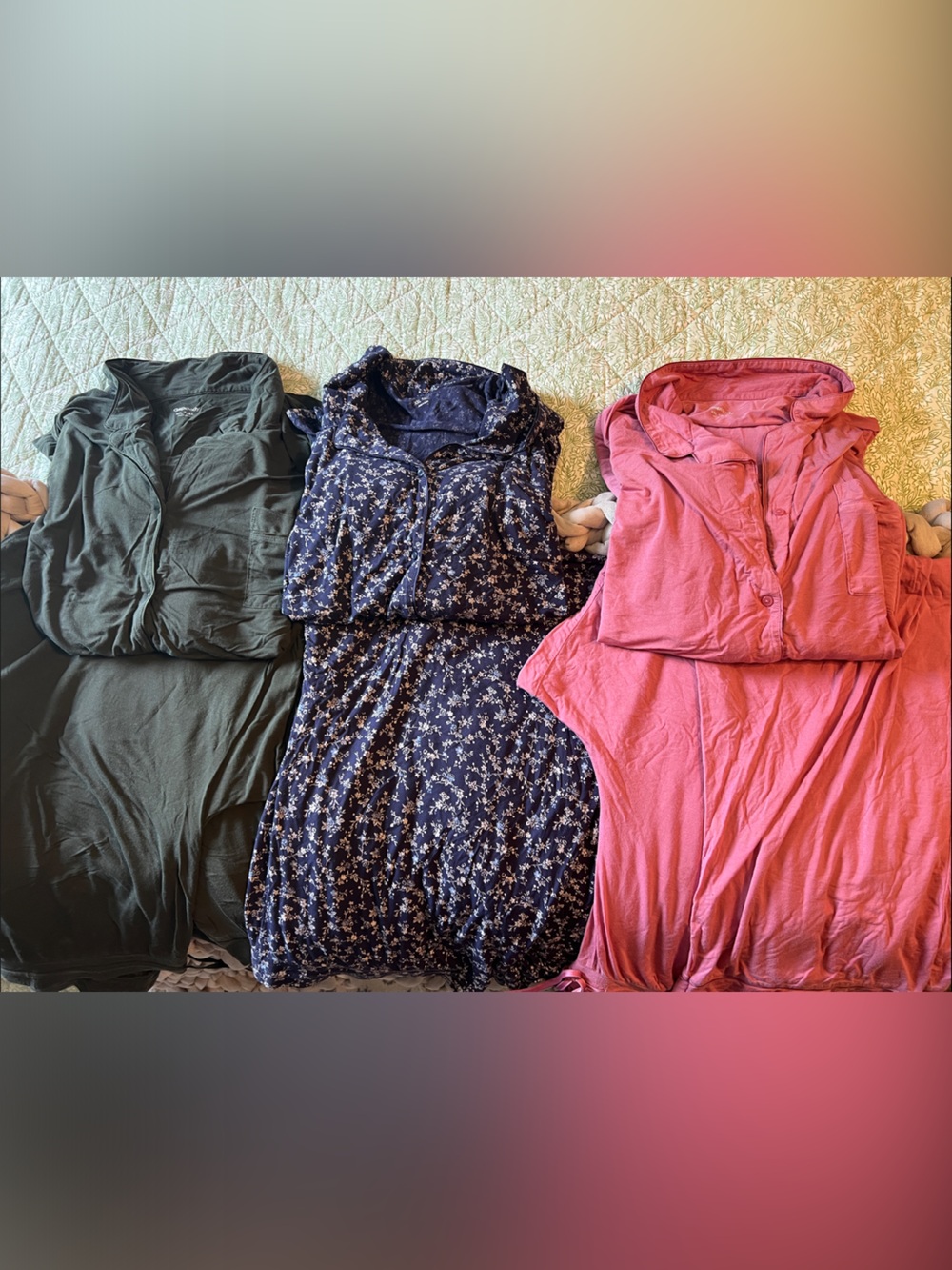 GAP Body- Mixed Women's PJ Set Bundle - Olive, Navy Floral, Pink